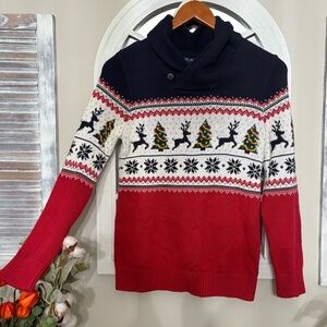 Childrens Place NWT Boys Fair Isle Holiday Sweater reindeer snowflake sz 10/12